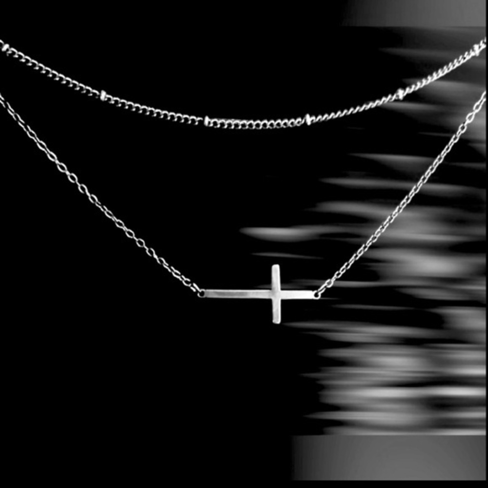 Free People silver satellite chain- Cross Necklace chain.